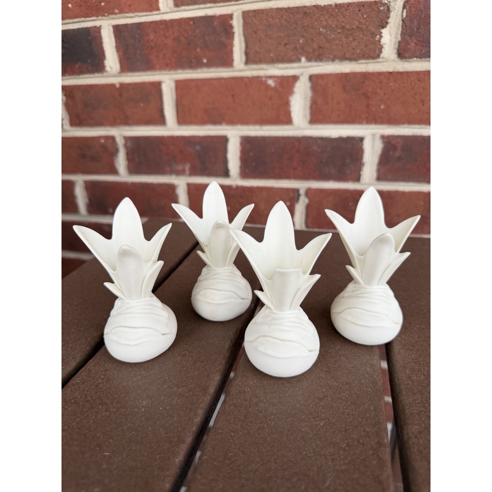 Vintage DEPT 56 Ivory Amaryllis Bulb Porcelain 3.5" Bud Vases Card Holders 4